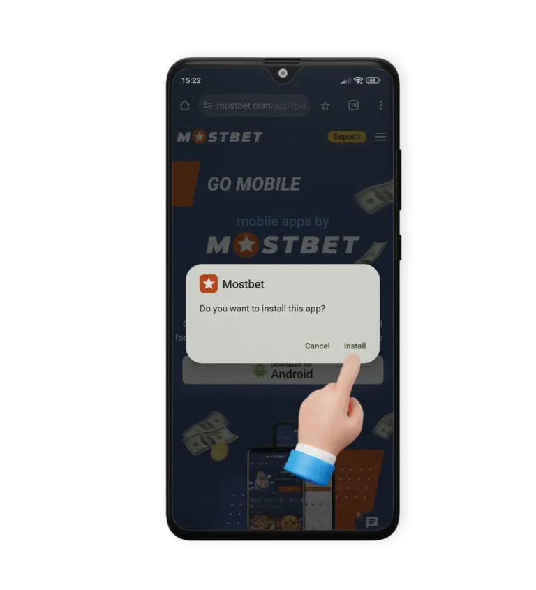 Agree to install the Mostbet app on your Android phone, step 7