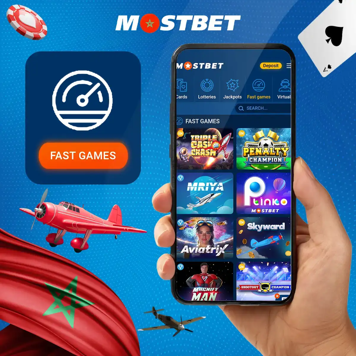 Great selection of fast games at Mostbet Morocco online casino