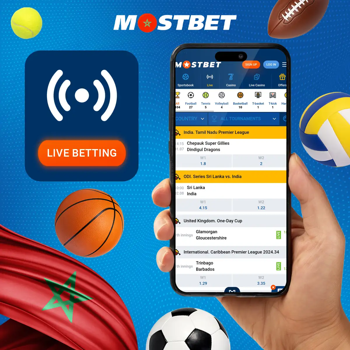 Placez des paris sportifs en temps réel chez Mostbet Morocco