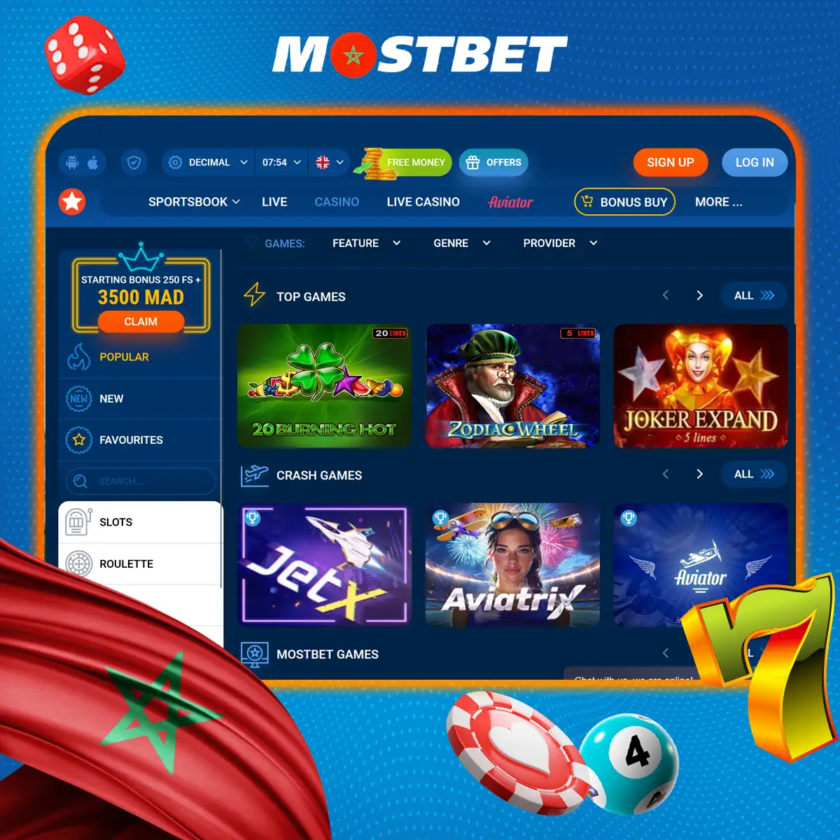 Revoir les jeux de casino de Mostbet Morocco