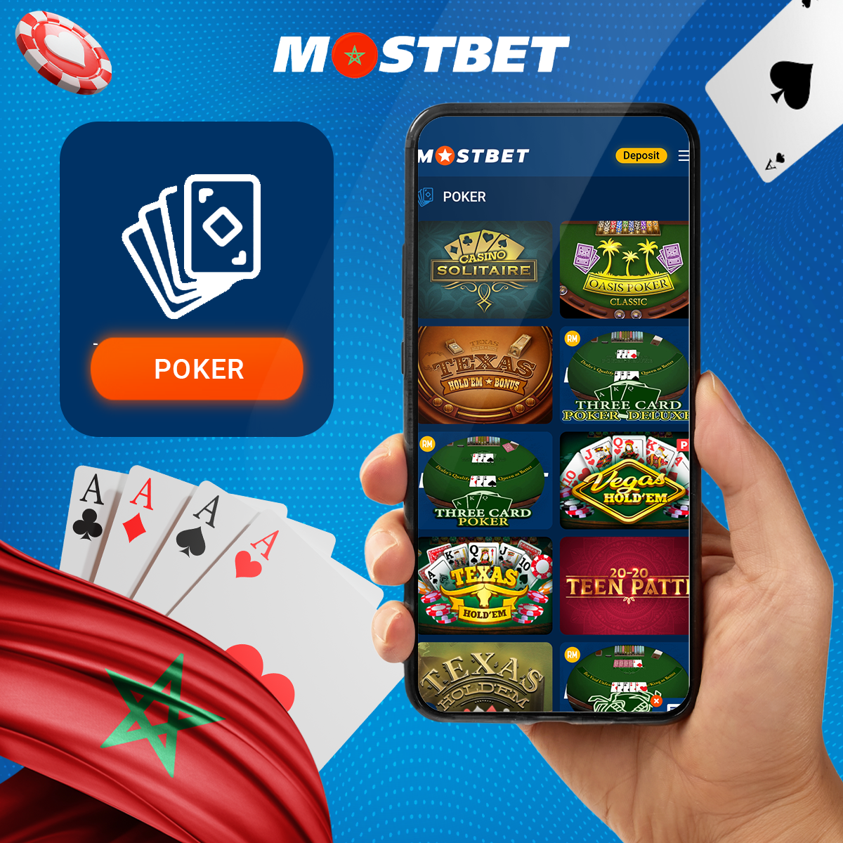 Large selection of Poker Games at Mostbet Morocco online casino