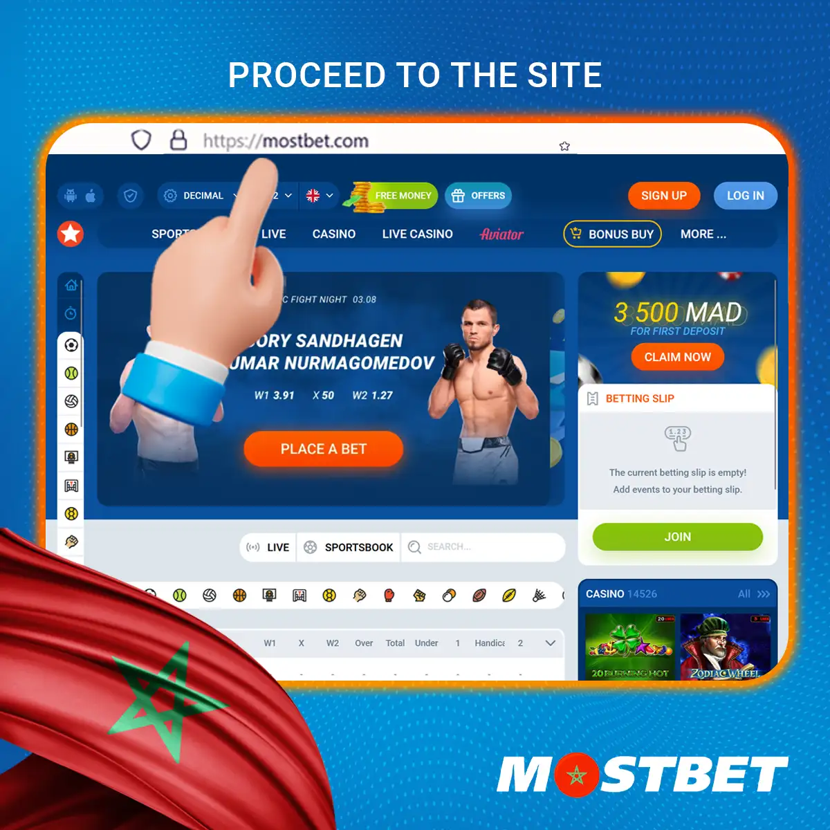 Allez sur le site officiel de Mostbet en utilisant votre navigateur préféré, étape 1