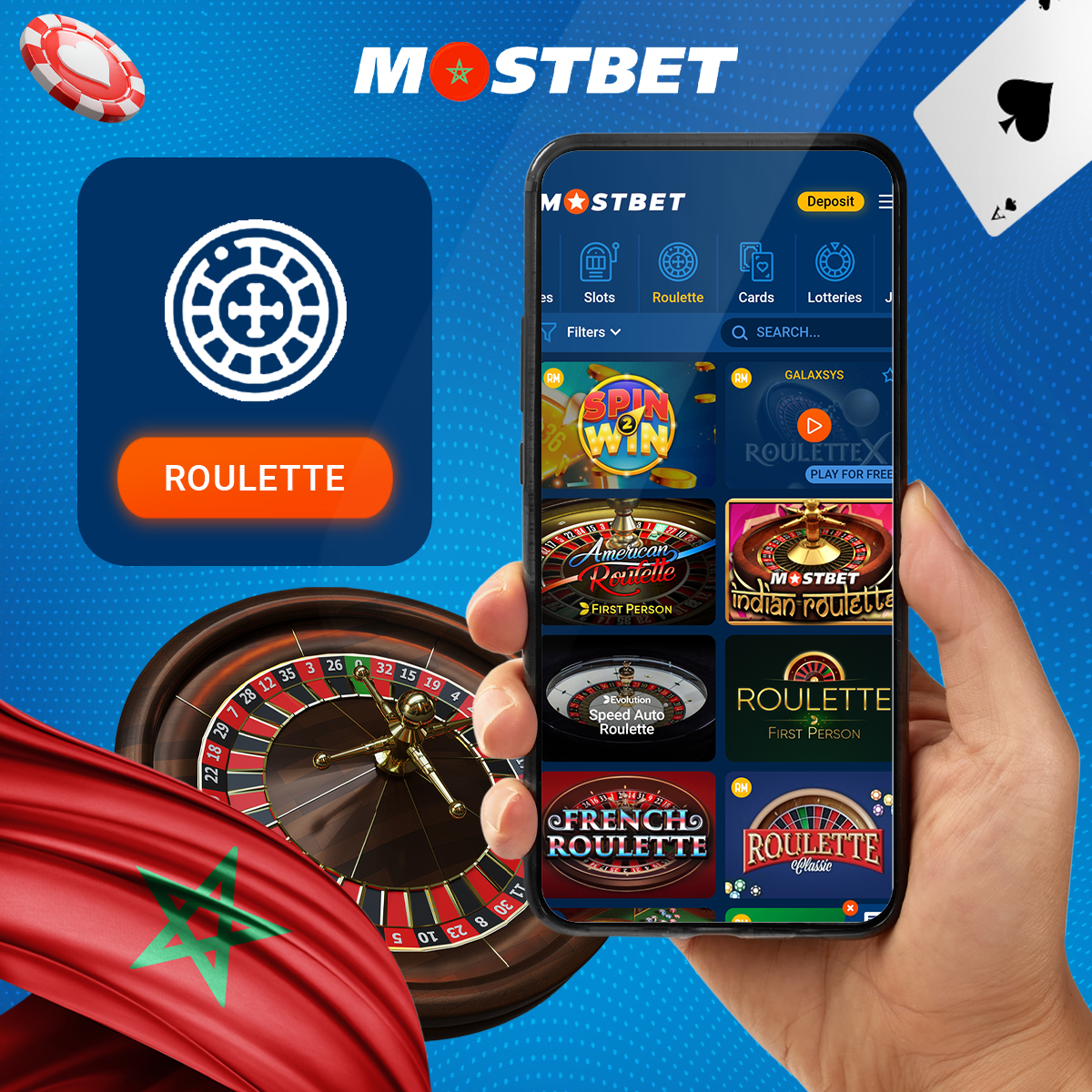 Large selection of Roulette Games at Mostbet Morocco online casino