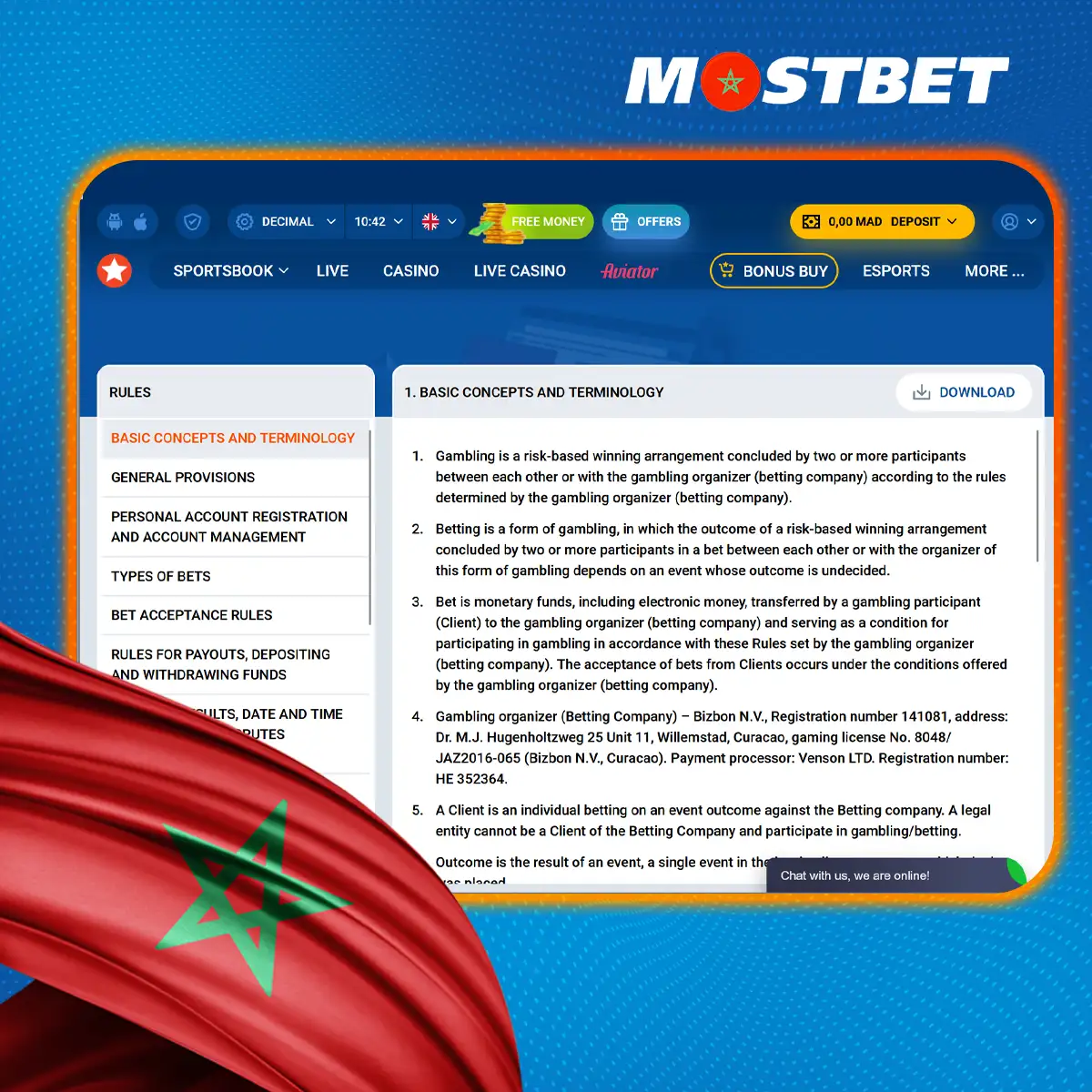 Aperçu des principales règles du site Mostbet au Maroc